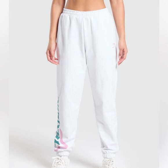 GYMSHARK LIFTING BADDIE GRAPHIC JOGGERS Oversized Fit White XXL NWT in packaging - Picture 3 of 8
